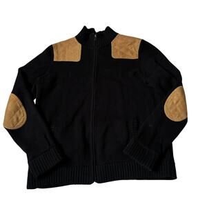 Ralph Lauren Black Full Zip Knit Elbow Patch Jacket Women's Size Medium | 27-5